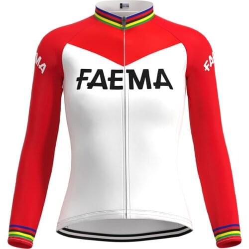 1969 Competition FAEMA Team Woman Retro Cycling Jersey Long Sleeves Clothing Mtb Bike Triathlon Jersey maillot ciclismo mujer