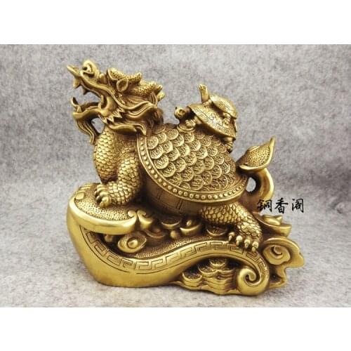 HOT SALE- GOOD 2020 HOME office company TOP efficacious Mascot thriving business brass dragon turtle FENG SHUI statue