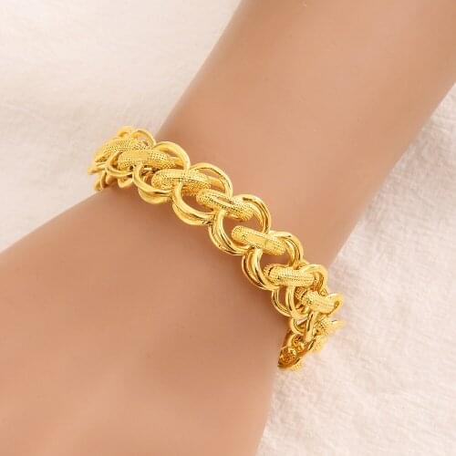 21CM Bracelet Men Jewelry Hip hop High quality gold preserving Persistence MEN gift couple bridal wedding bangle