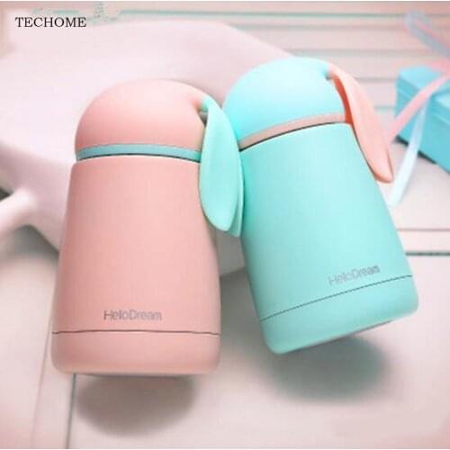 300ml Baby Bottle Rabbit Thermos Cup Stainless Steel Vacuum Bottle Children Kids Travel Thermal Bottle Baby Insulation Cup Gifts