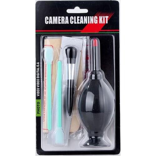 5In1 DSLR Camera Lens Cleaning Kit Air Blower Brush Senior Shammy CCD Swabs Wand for Canon Nikon Sony Pentax Fujifilm