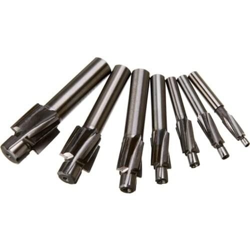 7Pcs M3-M12 Counterbore Milling Cutter High Speed Steel Pilot Slotting Tool End Mill Slot Drill Bit Set