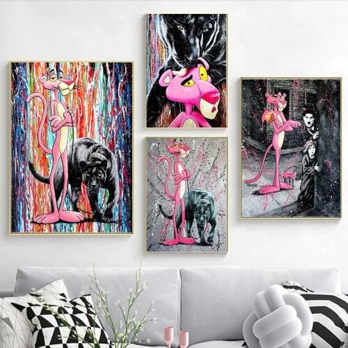 DIY 5D Diamond Embroidery Animal Pink Panther Diamond Painting Cartoon Mosaic Picture Cross Stitch Kits Home Decoration