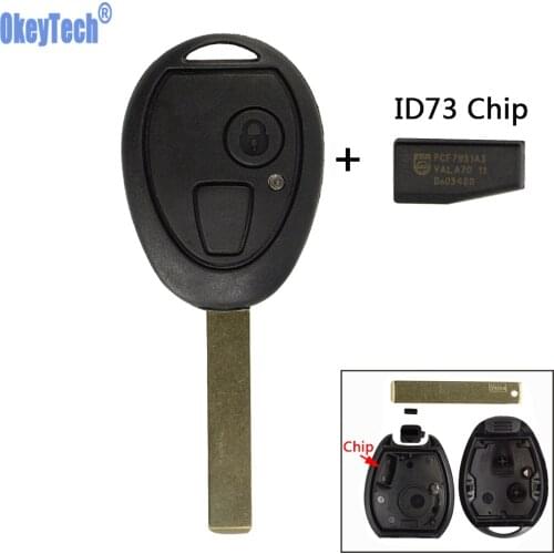 OkeyTech Remote Car Key Fob Case Shell With ID73 Chip For BMW Mini for Cooper 2002 2003 2004 2005 R50 MG ZT ZR ZS Rover 75