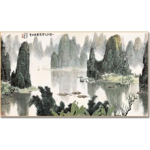 Chinese Oil Painting Scenery Asian Decor Wall Pictrues for Living Room Decoration Maison Chinese Landscape Drawing Canvas Poster