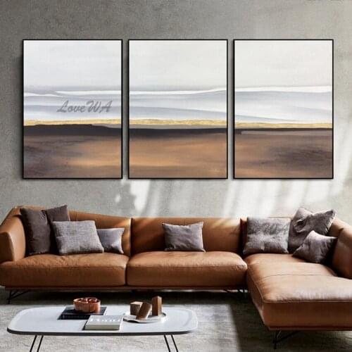 3 Panels Simple Abstract Landscape Painting For Living Room Modern Scenery Painting For Home Decoration Unframed Custom Picture
