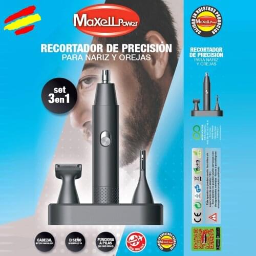 Maxell hair precision trimmer with razor base 3 in 1 a batteries quality care beard pins gift