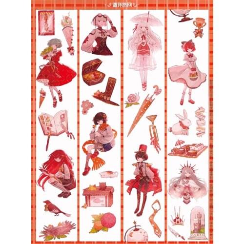 Lovely Red Dancing Girl Washi Tape for Card Making Bullet Journal DIY Scrapbooking Label Sticker
