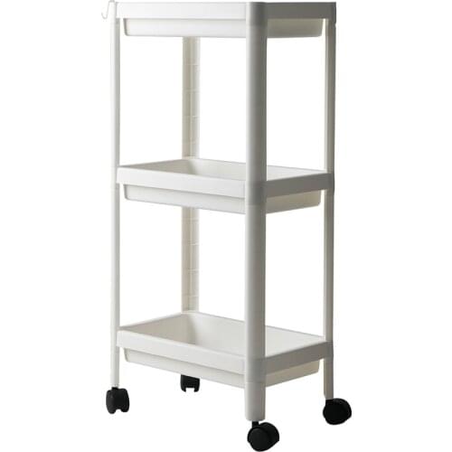 Multifunctional simple kitchen shelf multi-layer plastic floor with wheels removable bathroom storage rack for bedroom home