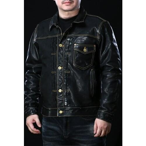 P506 Rock Can Roll Read Description! Asian Size Super Top Quality Genuine Horse Leather Slim Classic Horsehide Stylish Jacket