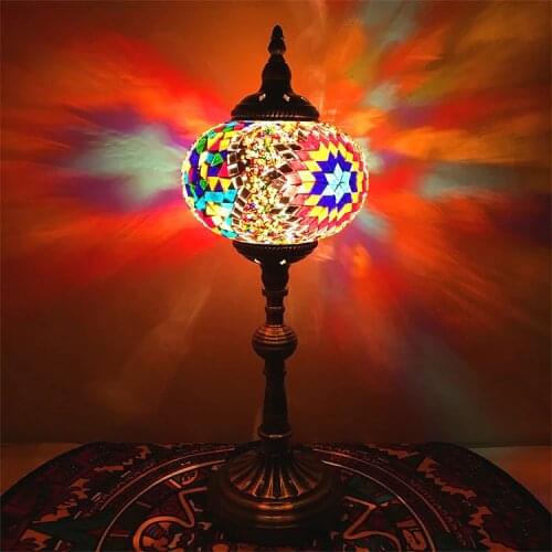 National style living room bedroom western-style food bar bar retro romantic coloured glaze Turkey desk lamp