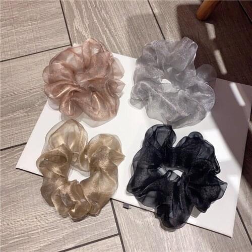 Reflective Mesh Super Big Hair Ring Elastic Elegant Hair Band Hair Ties Ponytail Holder Hair Rope Hair Accessories Hair Bands