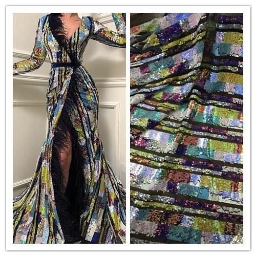 Nigerian Sequins Tulle Mesh Embroidery French African Lace Fabric By Yard DIY Sewing Fabric
