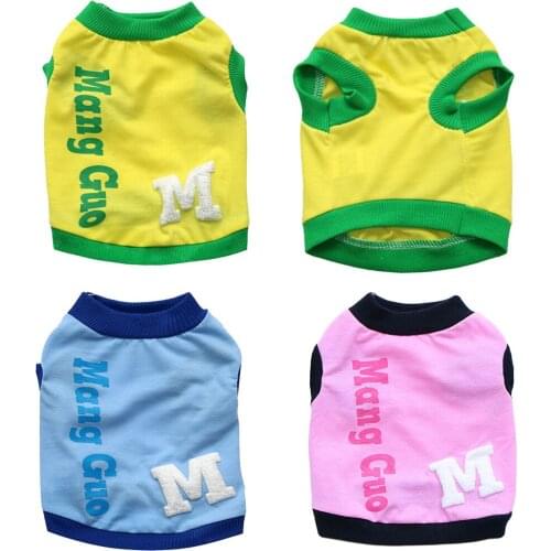 Spring and Summer New Fashion Trend Cute Printed Letter Mango T-shirt Soft Breathable Vest Short-sleeved Puppy Dog Clothes