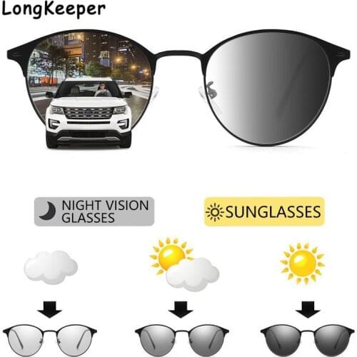 Classic Photochromic Sunglasses Men Chameleon Polarized Sun Glasses Driving Goggles Anti Blue Light Glasses Women Round Glasses