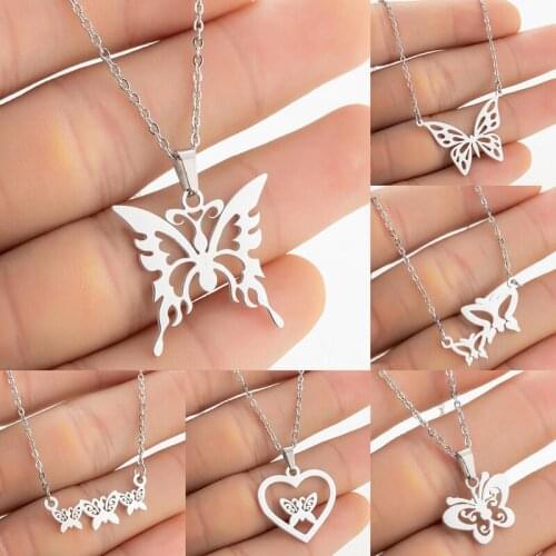 2021 Stainless Steel Animal Geometric Classic Butterfly Pendant Necklaces for Women Birthday Party Jewelry Personalis Cool Gift