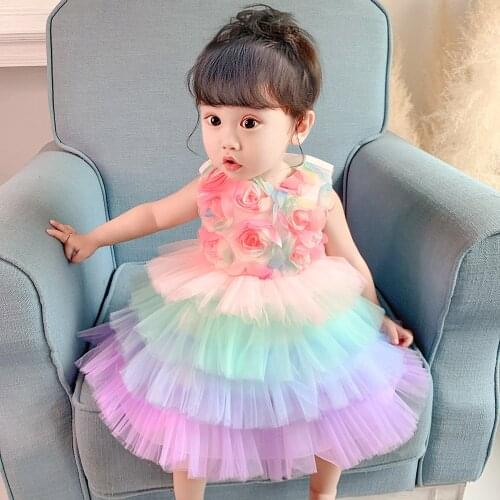 Baby girl dress girl dress flower net gauze princess dress dress baby cake dress baptism full moon dress birthday party dress