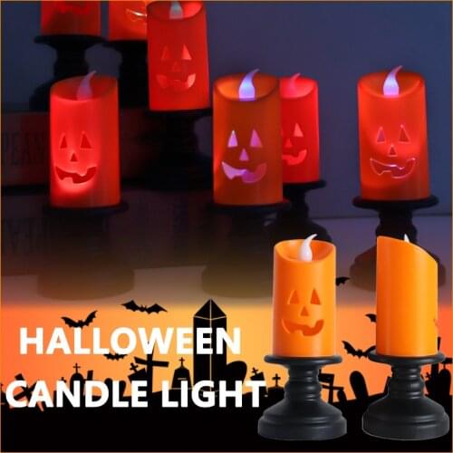 Halloween Candle Light LED Colorful Candlestick Pumpkin Table Top Decoration Halloween Party Decor Halloween Home Decorations