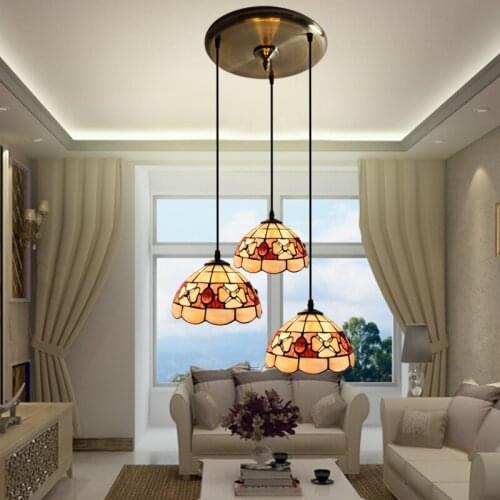 Tiffany Mediterranean style natural shell pendant lights lustres night light led lamp floor bar home lighting