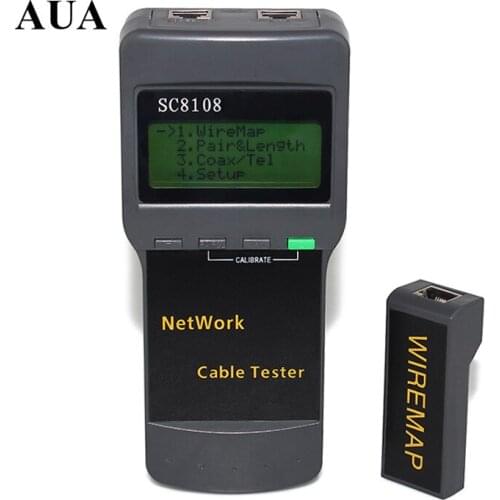 Portable Multifunction Wireless Network Tester Sc8108 LCD Digital PC Data Network CAT5 RJ45 LAN Phone Cable Tester Meter wire