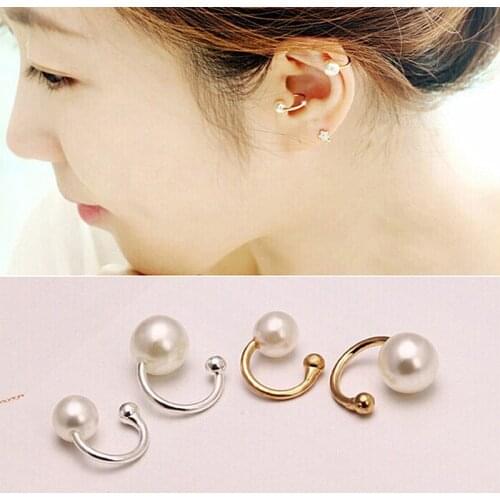 1 PC New Brincos Clip Earing boucle d'oreille Bijoux Pearls Ear Cuff Earrings For Women Wedding Earings Girl Jewelry Pendientes