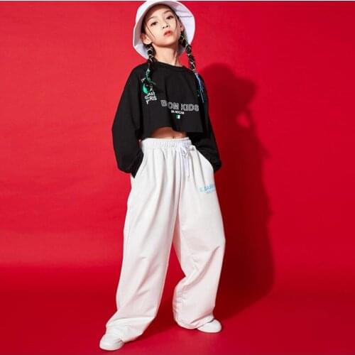 Kids Hip Hop Street Dancing Clothing Crop Tank Sweatshit Tops Pants Show Jazz Outfits For Girls Boys Dance Costume Clothes Wear