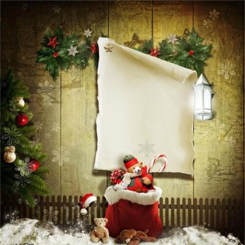 VinylBDS Backdrop Christmas Background Photography Wood Floor Bear For Children Digital Backdrop Photography Christmas