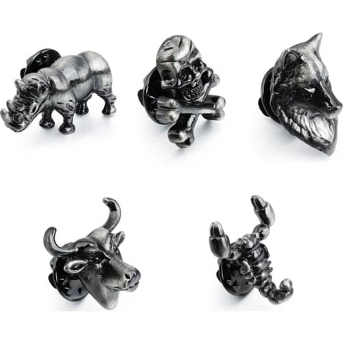 HAWSON Vintage Black Brooches Mens Shirt and Hat Jewelry Fashion Novelty Brooches Pins for Men Best Gift with Velvet Bag