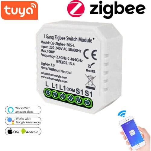 Tuya Zigbee Smart Home Switch Fit Alexa Google Home Light Switch ZigBee EU 220V Wireless Smart Switch Module Remote Control