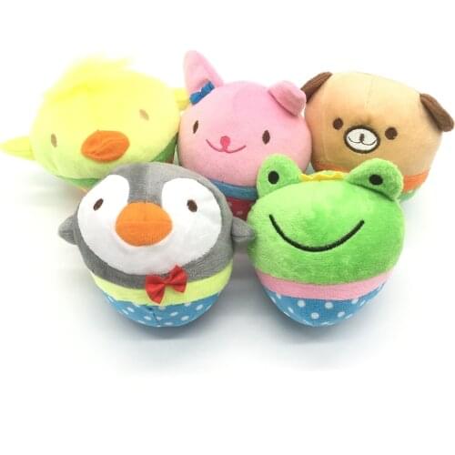 Funny Bite Resistant Cute Animal Designs Chew Squeaker Squeaky Plush Squeak Solid Dog Ball Pet Dog Toy For Small Dogs Pets
