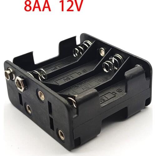 8 AA 12V Battery Clip Slot Storage Holder Box Case 8*AA Batteries Stack With 9V Snap Connector