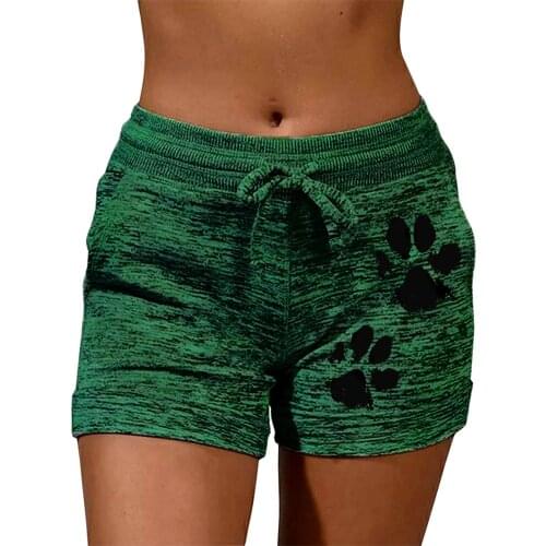 Women Sports Shorts Summer Dog Paw Quick-drying Skinny Shorts Casual Lady Elastic Waist Beach Correndo Short Pants Female
