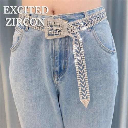 EXCITED ZIRCON sexy bright belly waist chain belt woman fashion luxury rhinestone crystal jewelry belt party gift