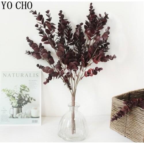 1PC Home Decoration Fake Plants Eucalyptus Grass Plastic Ferns Green Leaves Artificial Flower Wedding Living Room Table Decor