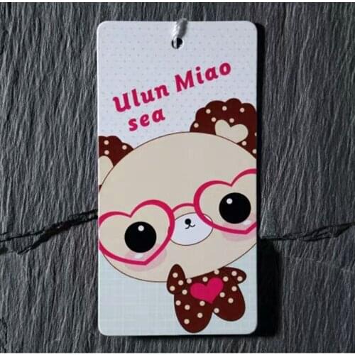 1000pcs customized labels coated paper 400g Custom design hangtags for kids clothing hangtag single piece