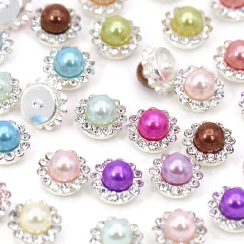 11.8mm Multicolor Pearl Rhinestones Sewed Crystal For Clothes Flower Rhinestone Button DIY Shoes/Wedding Dress 20/50/100Pcs