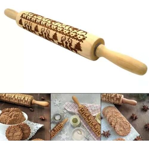 20pcs Christmas Embossing Rolling Pin Engraved Roller Reindeer Snowflake Baking Cookies Biscuit Fondant Cake Dough Free Shipping