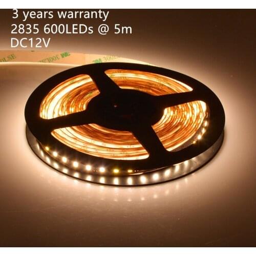 3 Years Warranty LED Strip 5M 600LEDs 2835 12V, 120LEDs/m LED Tape Lights For Home/Kitchen/Under Cabinet/Bedroom Non-Waterproof