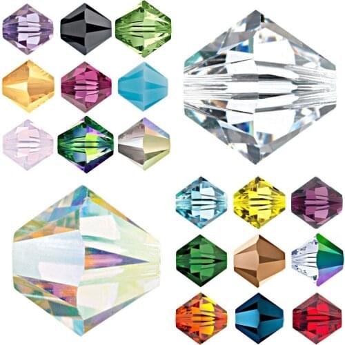 4MM 100Pcs Czech Bicone Crystal Beads for Jewelry Making Diy Accessories Colorful Faceted Glass Spacer Beads Wholesale