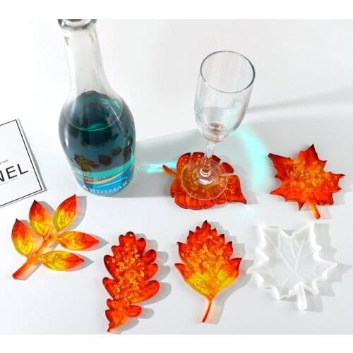 TC097 4pcs Wine Rack Mold Marple Leaf Coaster Mould Epoxy Resin Mold Silicone DIY Coaster Mold Cup Holder Mold
