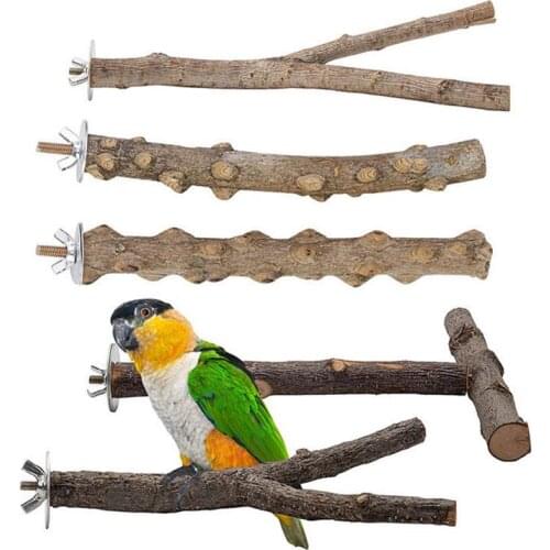 5PCS Pet Parrot Bird Standing Stick Wood Pole Bird Cockatiel Parakeet Perches Bite Claw Grinding Toy Bird Cage Accessories