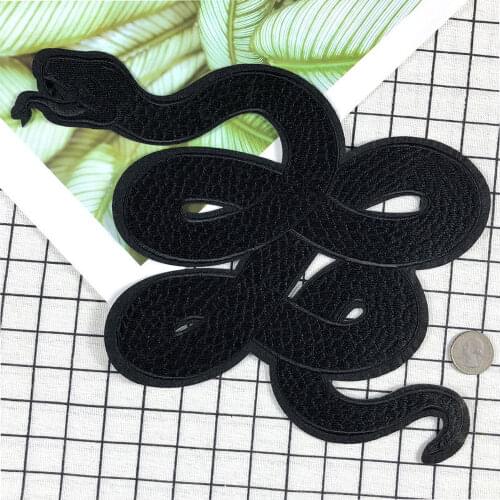 Large Fine Black Python Black Mamba Snake Embroidered Cloth Back Glue Clothing Accessories Unique Personality DIY Clothing Patch
