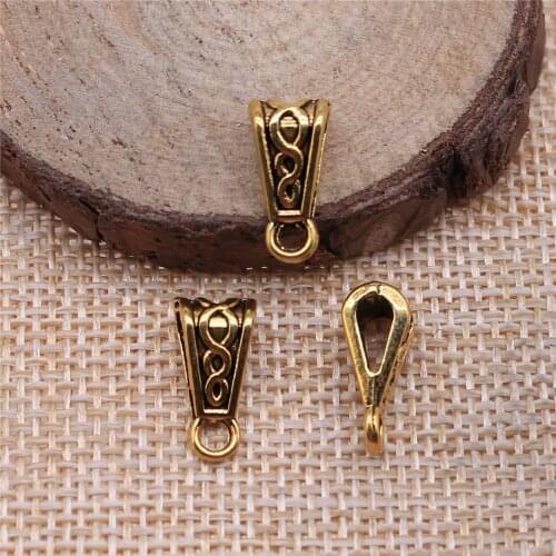 12pcs 6x7x10mm Bail Beads Charm Antique Gold Color Zinc Alloy DIY Jewelry Making Accessories
