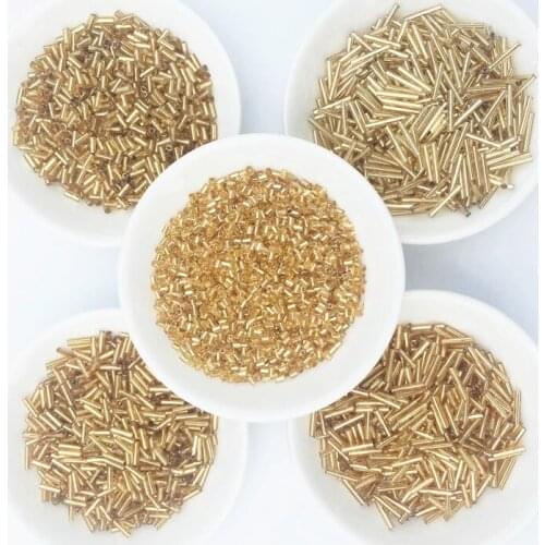 10g/Pack Multi Sizes Golden Czech Glass Seedbeads Spacer Tube Bugles Beads For Jewelry Making Embroidery DIY Sewing Accessories
