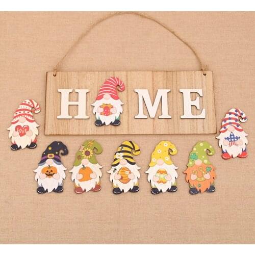 1 Set DIY Wooden Replaceable Door Listing Home Pendant Christmas Halloween Independence Day Home Door Decoration