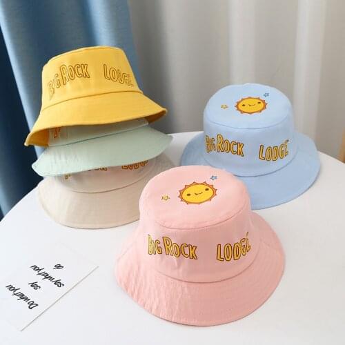 Doitbest Kids Cotton Bucket Hats Summer Sun-letters thin Sun Cap Baby Boy Girls Outdoor Beach Fisherman Hat