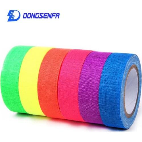 DONGSENFA 6Rolls/Set Fluorescent UV Cotton Tape Matt Night Self-Adhesive Glowing Dark Striking Warning Tape For Party Floors