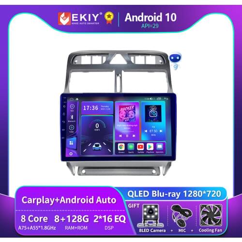 EKIY 9” Car Radio Multimedia Video Player Navigation GPS For Peugeot 307 2002-2013 Wifi/4G DVD Tape Recorder 8 Core with Canbus