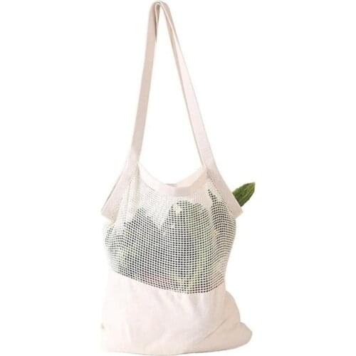 Eco-Friendly Organic Cotton Mesh Cloth Bag Vegetable Fruit Tote Handbag Zero Waste Reusable Produce Storage Bag Washable