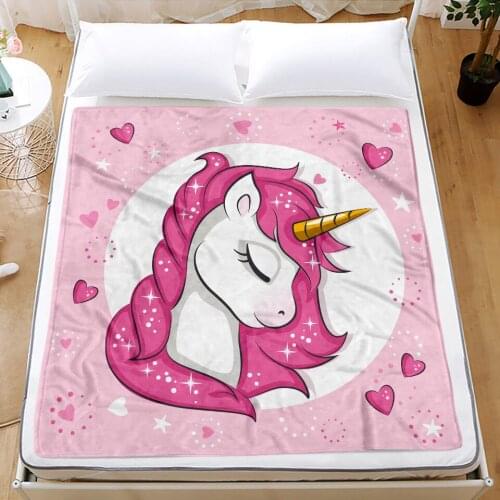 Cartoon Unicorn Flannel Blanket 3D Print Cute Lovely Animals Fleece Blanket For Bedroom Throw Blanket For Child Adults Blanket
